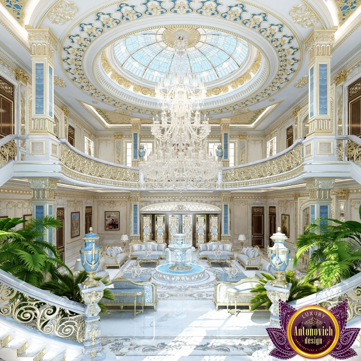 Stunning entrance hall showcasing Abu Dhabi villa's elegance