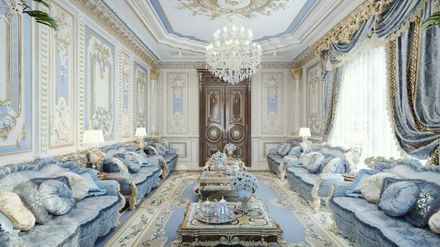 Luxury interior design with a piece of art in the middle, making the room look classy and full of personality.