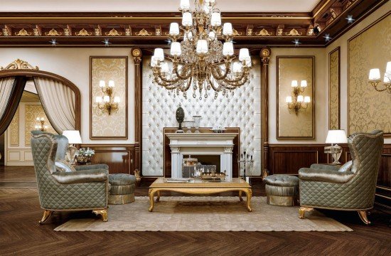 This picture shows a spacious living room with an intricate interior design. The room is designed with an elegant white and cream color palette and has a modern touch, featuring several clear glass walls. In the center of the room is a set of low, white couches joined together around a round wooden coffee table. On the walls are large abstract art pieces in white and black frames. At the far end of the room is a luxurious white grand piano with a glossy finish. Also, there is a breakfast nook off to the side with two white stools and a round glass tabletop.