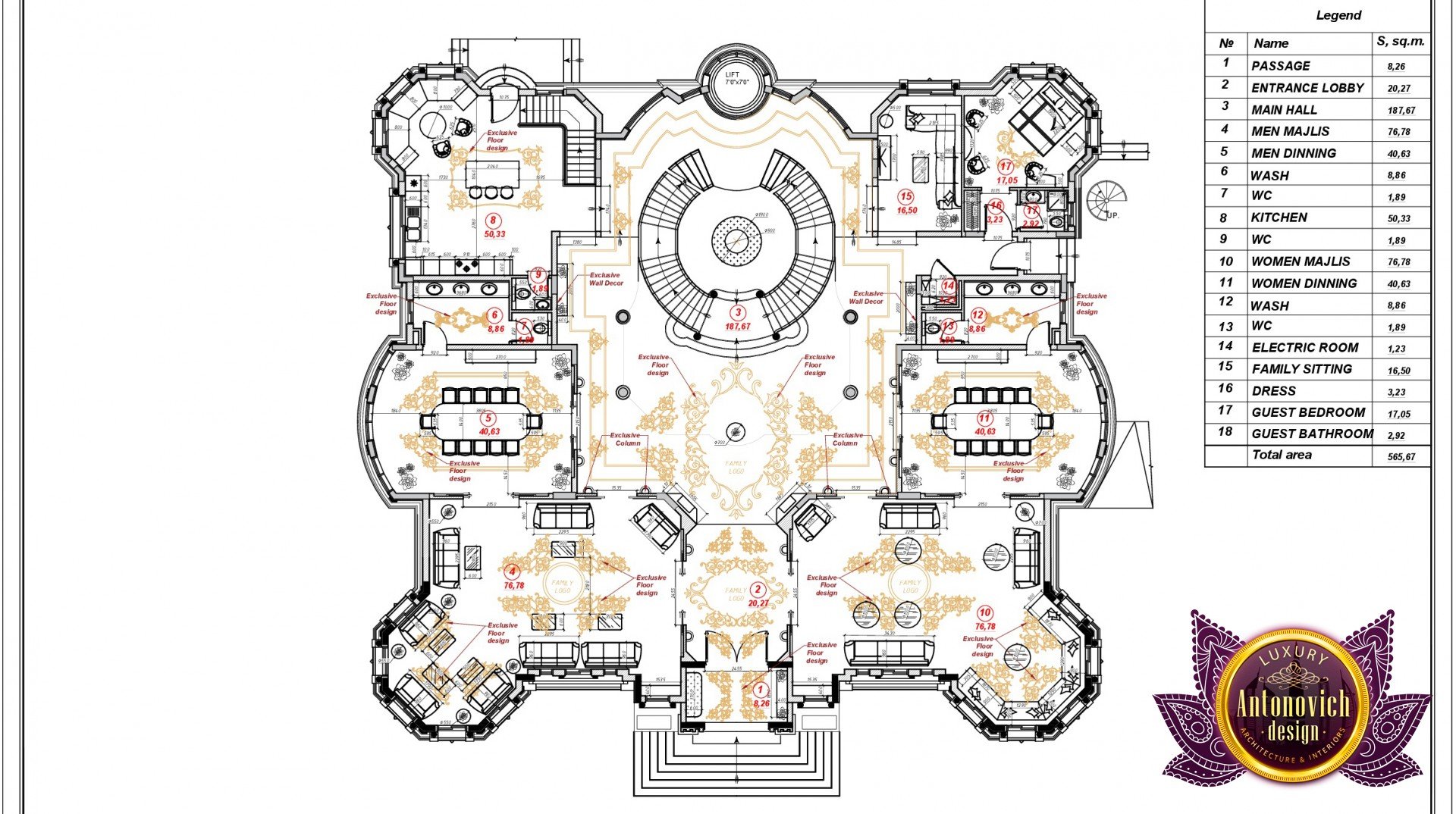 Luxury villa floor plan in UAE