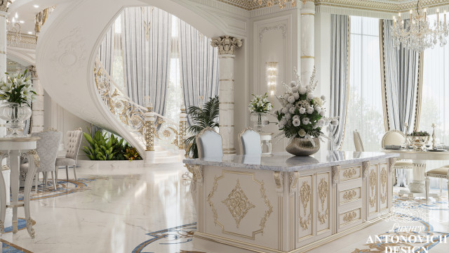 Tasteful wooden design with white furniture and subtle touches of gold create a masterclass look of luxury.