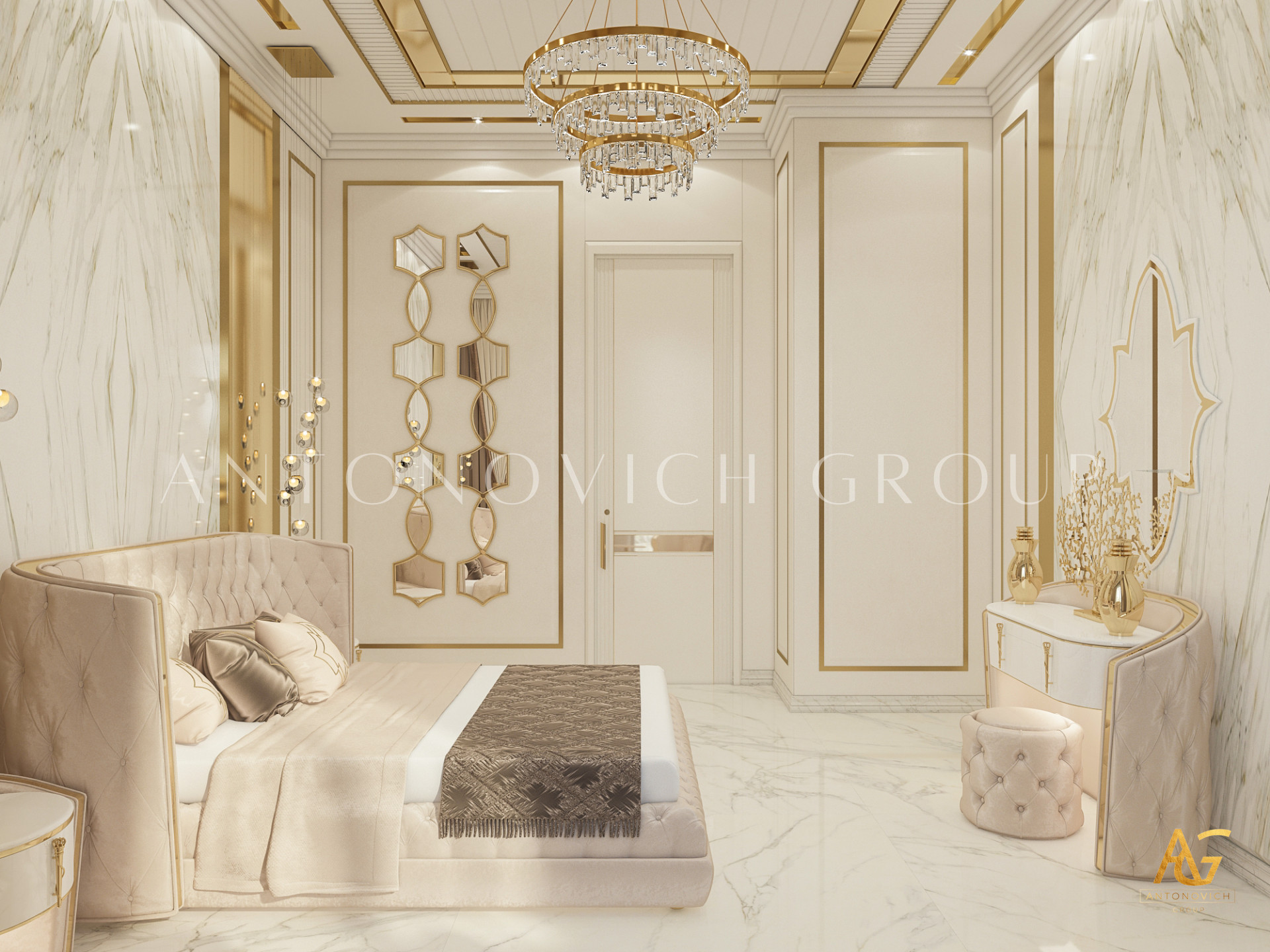 Роскошный дизайн интерьера спальни в Дубае - antonovich-design.ae