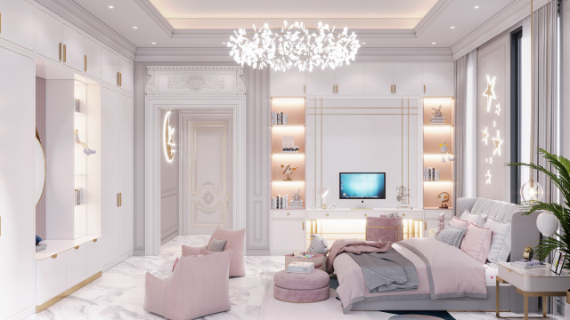 A luxurious white apartment with stunning high ceiling and modern furniture, perfect for any interior design lover.