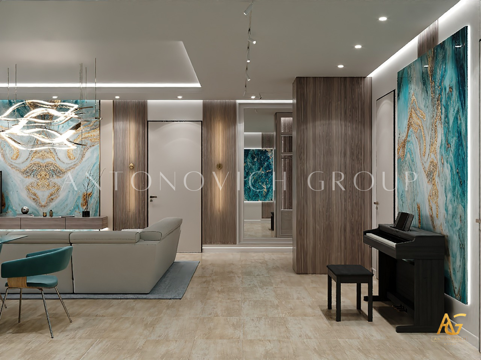 LUXURY AND ART FOR A MODERN APARTMENT INTERIOR - Luxury Apartment Interior Design With Unique Art Install