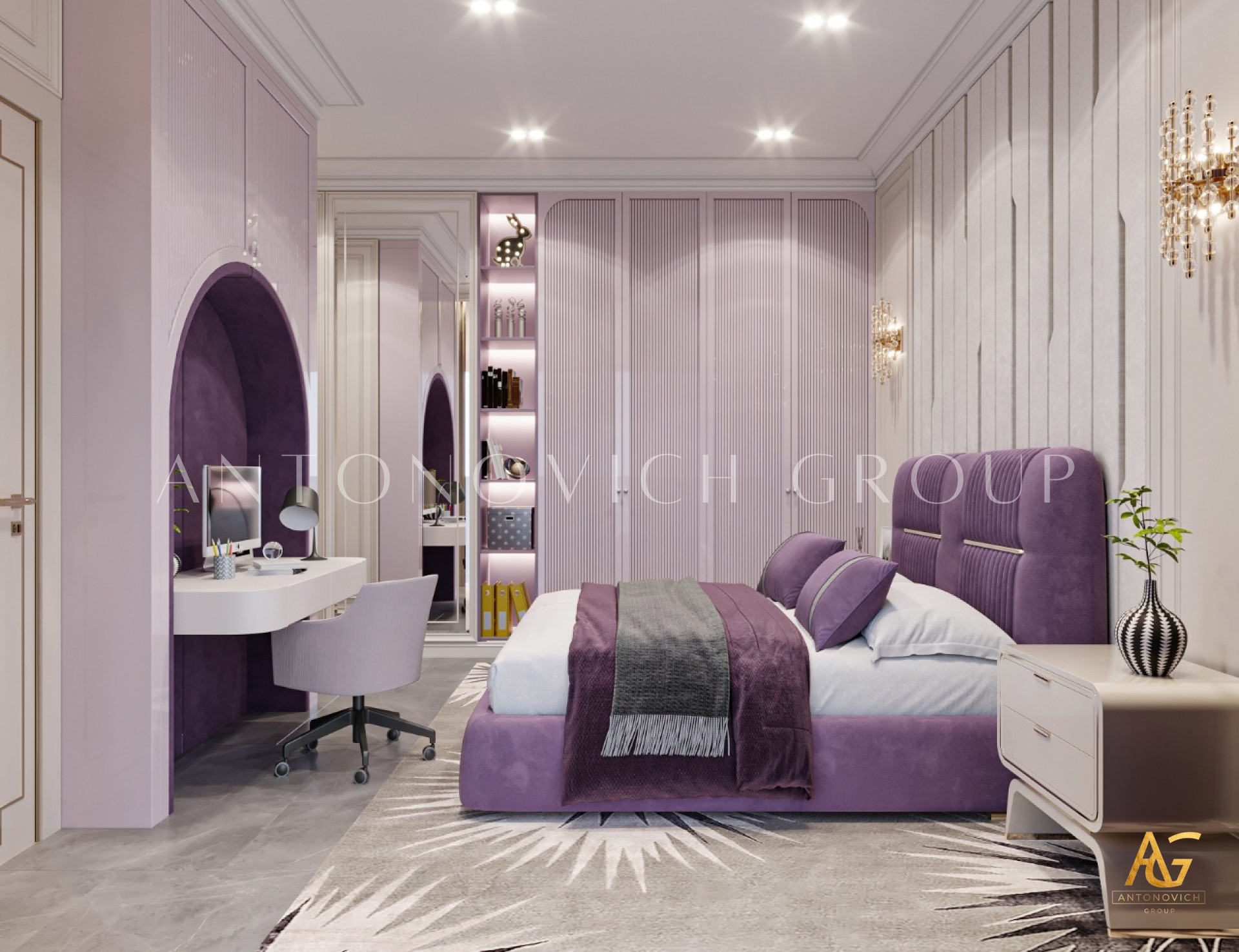 elegant bedroom designs purple