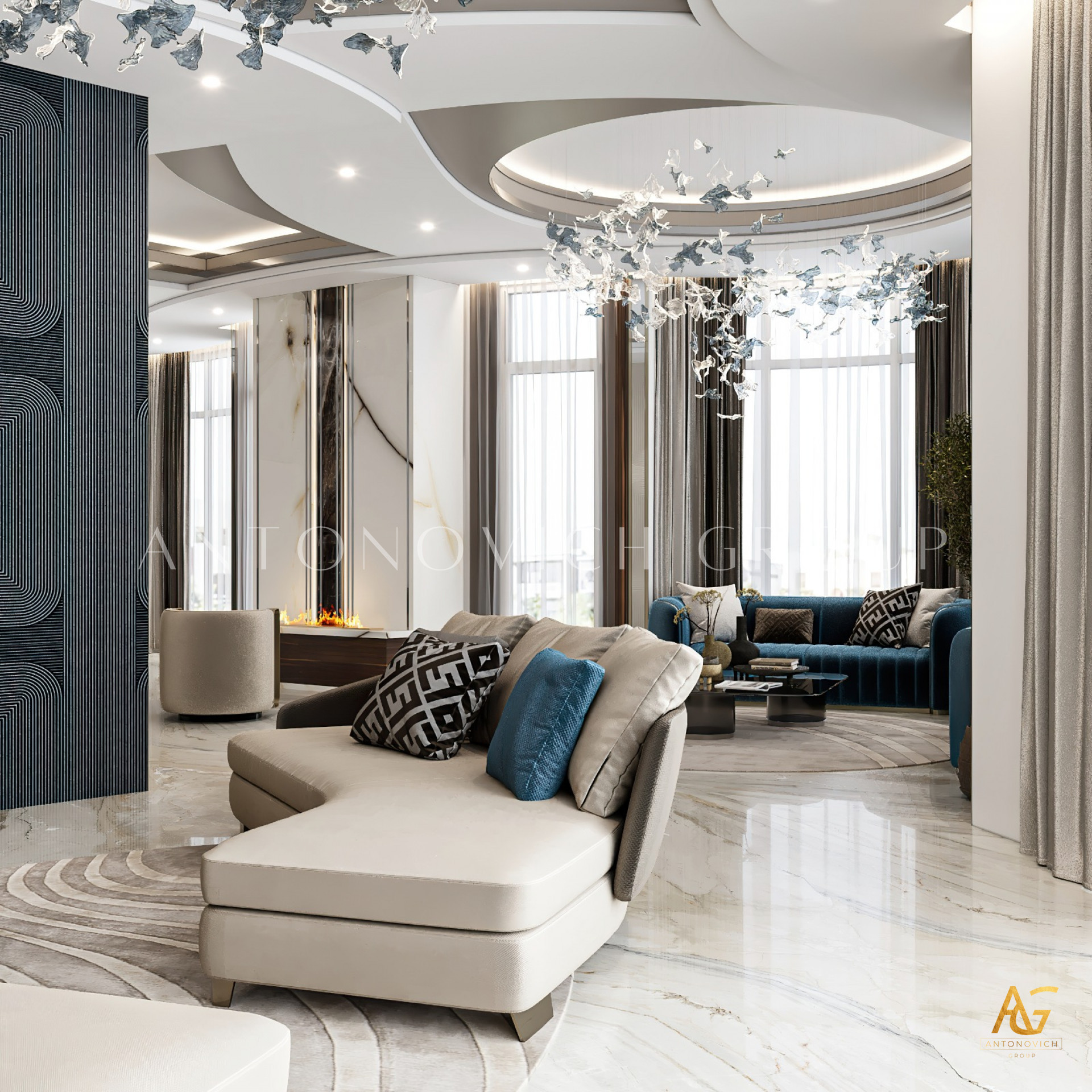 Aesthetic Opulence: A luxury Living Room Interior Design Solution