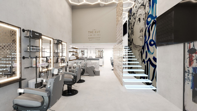 MODERN AESTHETIC BARBER SHOP WITH SPACIOUS INTERIOR DESIGN CREATING LUXURY