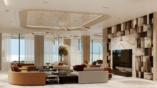 World-Class Modern Living Room Interior Design and Fit-Out for Luxury Villas in Dubai