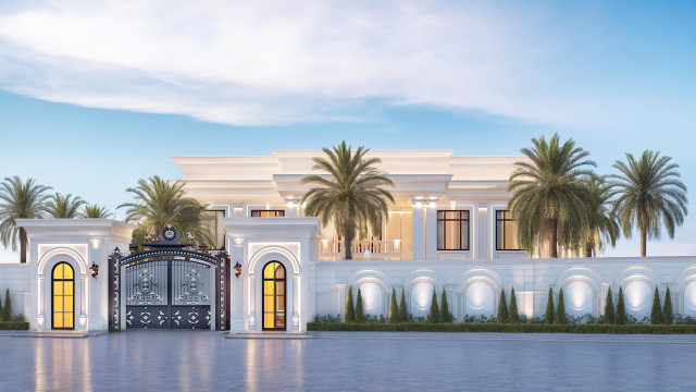 Dubai villa facade design Exterior lighting design UAE