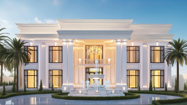 Dubai villa facade design Exterior lighting design UAE