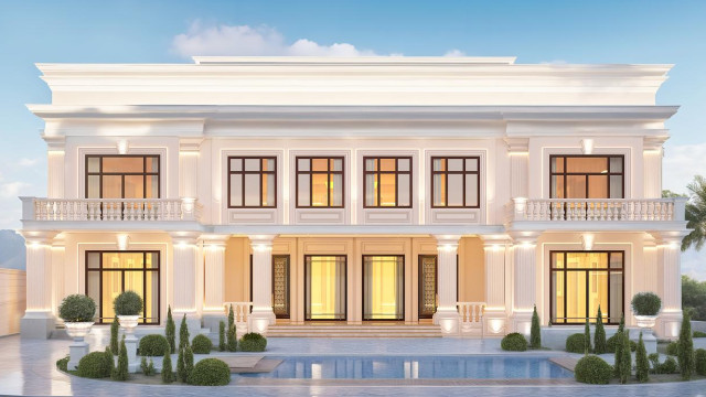 Dubai villa facade design Exterior lighting design UAE