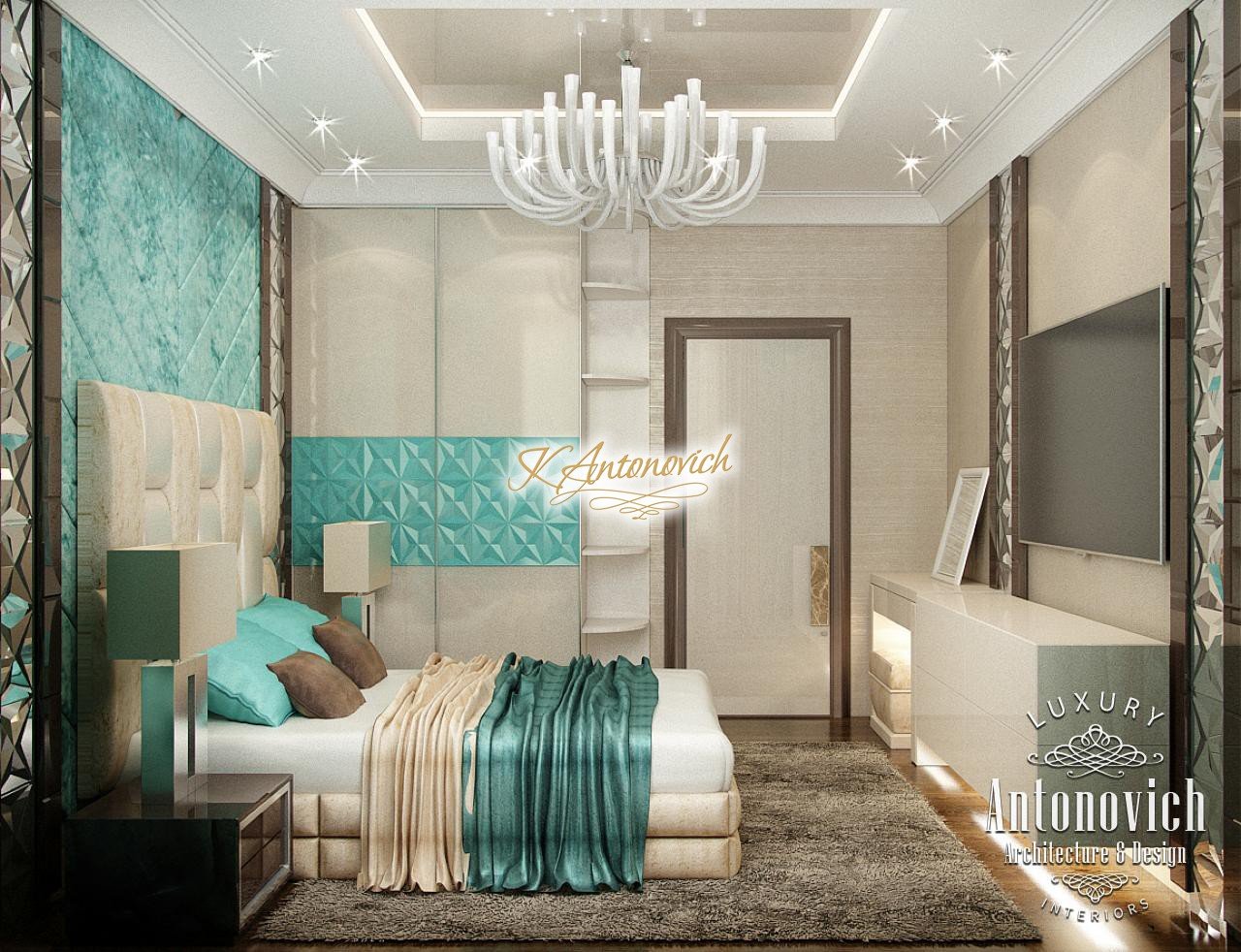 Bedroom with Turquoise Accents