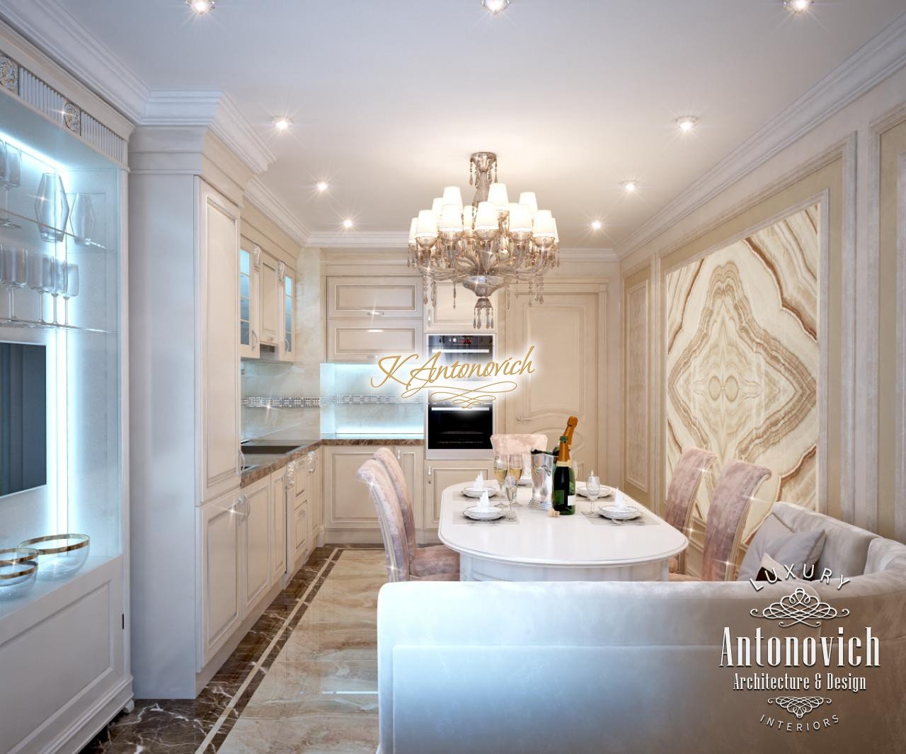 Interior Design Kitchen In The Style Of Neoclassicism