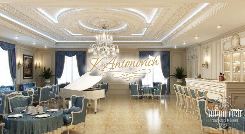 Restaurant's Interior in Classic Style, Luxury Restaurant Design