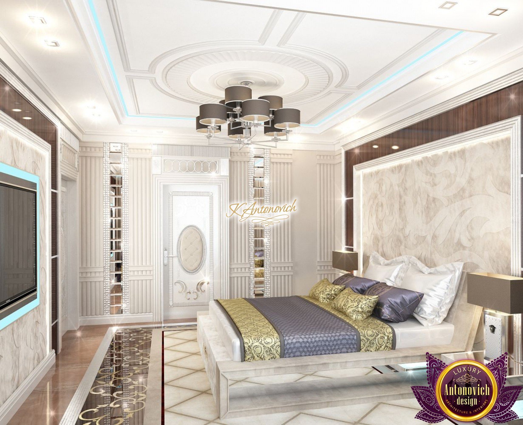Gorgeous bedroom  interior in luxury villa  project