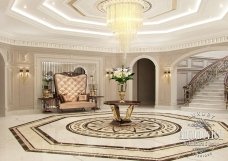 Modern entrance hall decorated with luxurious furniture and accessories, creating an inviting atmosphere.