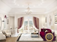 Exquisite luxury bedroom with golden accent and crystal chandelier to bring a sublime touch of majestic deco.