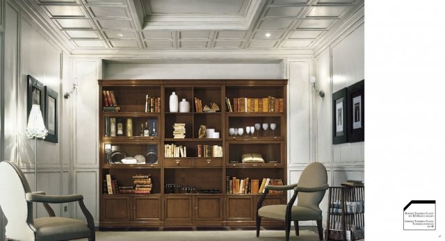 Modern entrance hall - golden details on walls, framing mirror and patterned floor create a regal atmosphere.