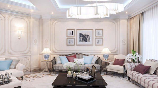 Neoclassical Family Sitting Room
