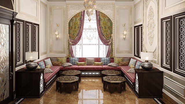 تصميم غرفة معيشة بنمط عربي