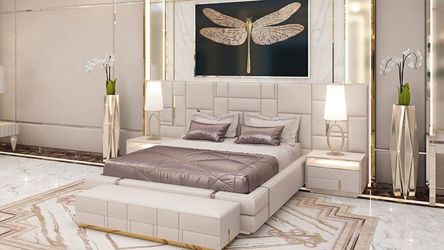 التصميم الداخلي الكلاسيكي لغرفة النوم