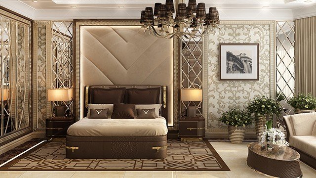 التصميم الداخلي المريح لغرفة النوم في دبي