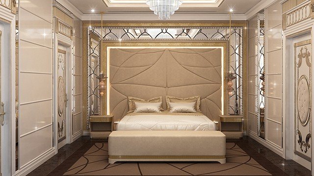 Stylish bedroom interior by Luxury Antonovich Design
