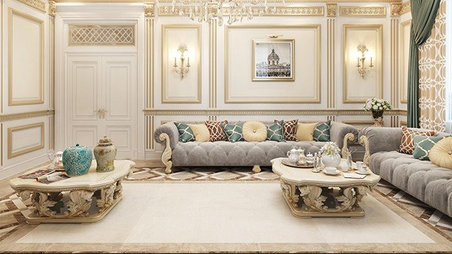 غرفة الجلوس في النمط الكلاسيكي في دبي