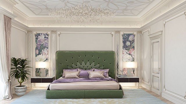 Bedroom in luxury apartment