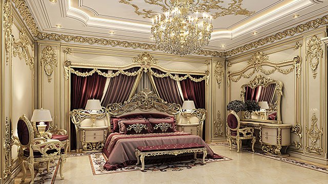 Великолепный роскошный интерьер спальни