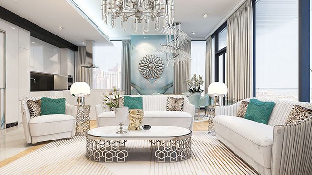Престижный дизайн интерьера в апартаментах Blue Waters в Дубае