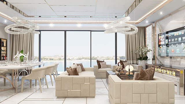 Роскошный дизайн интерьера на частной вилле Dubai Palm