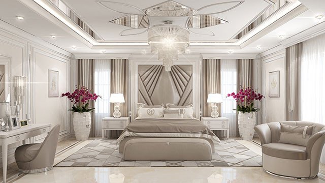 Very stylish master bedroom