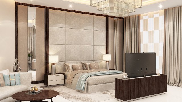 تصميم داخلي فاخر لغرفة نوم في دبي
