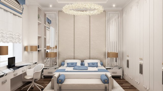 تصميم داخلي مذهل لغرفة نوم في دبي