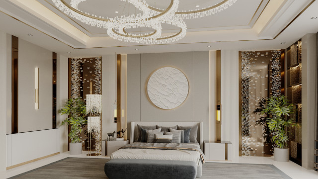 Роскошный дизайн спальни для виллы в Дубае