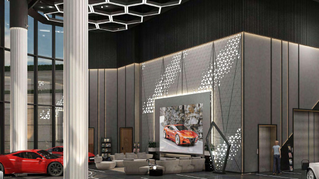 تصميم صالون رويال موتورز للسيارات في دبي