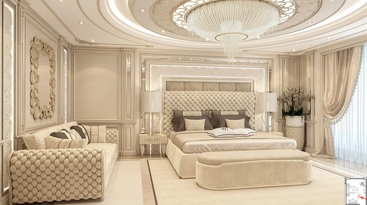 Cozy Bedroom Design For Luxury Villa in Dubai