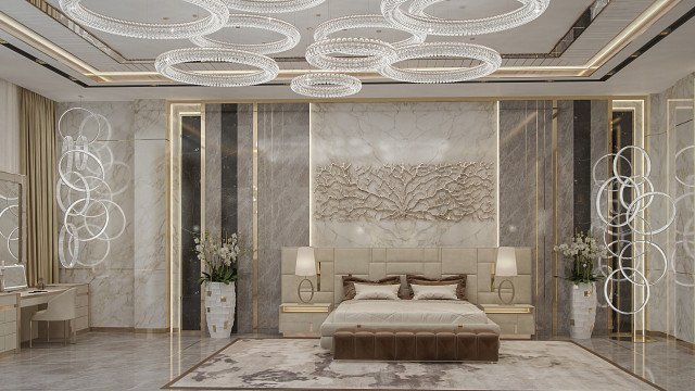 Изысканный дизайн спальни для роскошной виллы