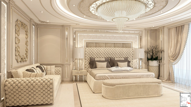 Дизайн уютной спальни для роскошной виллы