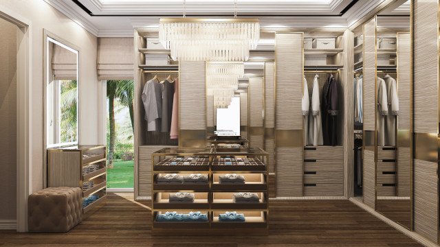 Элегантный дизайн гардеробной комнаты