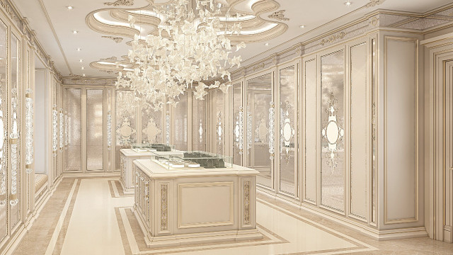 Классический дизайн роскошной гардеробной комнаты