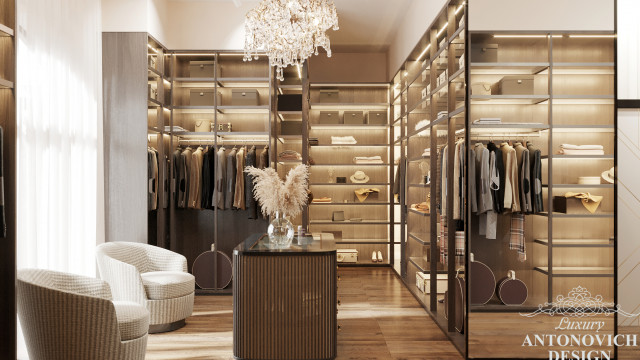 Модный дизайн гардеробной комнаты в Эмиратских холмах