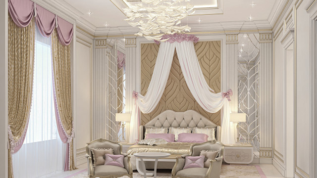 تصميم غرفة نوم فاخرة لفيلا في أبو ظبي
