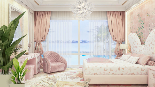 Роскошная розовая спальня для девушки в Майами