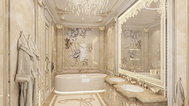 Гламурный дизайн ванной комнаты в Абу-Даби