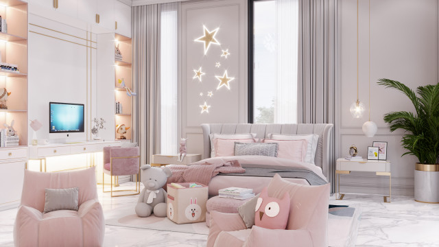 Cute Children`s Bedroom Design For A Girl