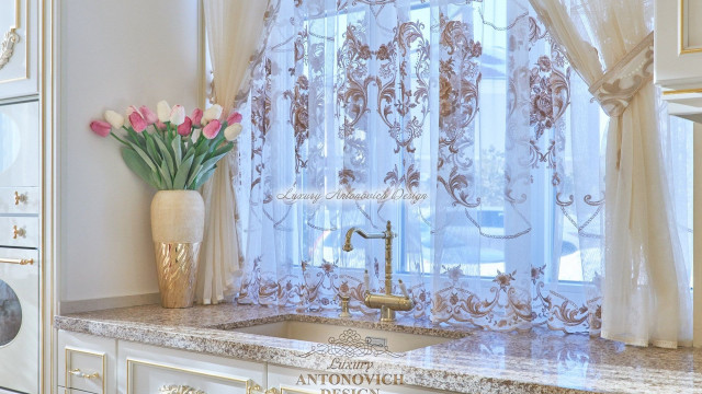 Artistic Embroidery in White and Silo whet Curtains in UAE