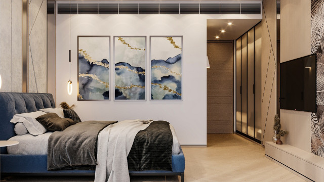 Современный дизайн интерьера коричневой спальни