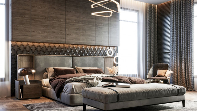 Дизайн интерьера спальни в коричневой тематике